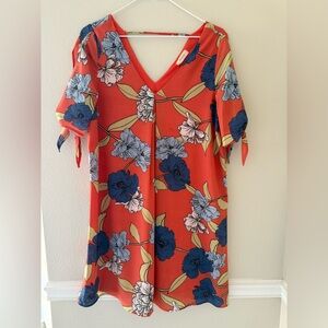Crescent Red Floral Mini Dress